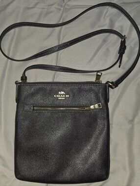 Coach Rowan File Bag C1556, Black Crossgrain Leather, Gold Hardware, Crossbody